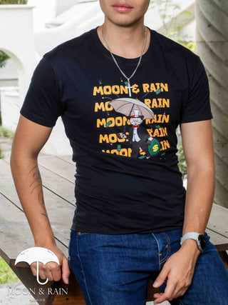 Playera Hombre Slim Fit Negra Monopolio Moon & Rain