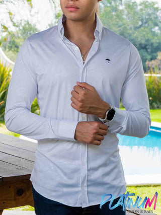 Camisa Hombre Casual Slim Fit Blanca Texturizada PLATINUM