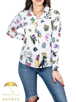 Camisa Mujer Casual Slim Fit Blaco Figueras Mickey Mouse