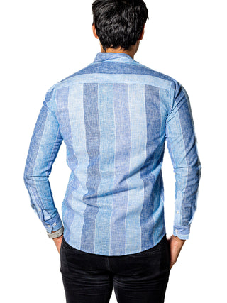 Camisa Hombre Casual Slim Fit Rayas Azules