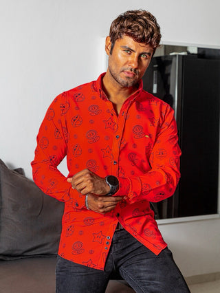 Red Mario Bros. Slim Fit Casual Men's Shirt