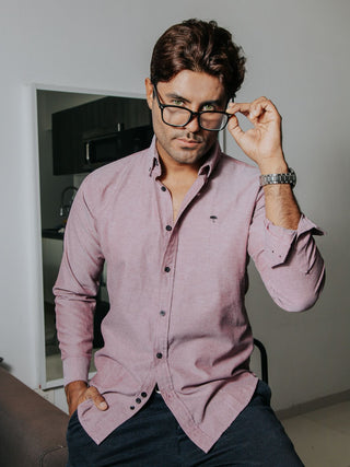Camisa Hombre Casual Lisa Vino Jaspeado