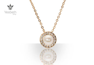 Collar Perla Swarovski Cristal Clear Baño Oro 14k
