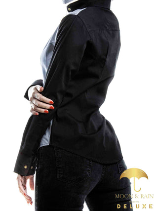 Camisa Mujer Casual Slim Fit Texturizada Mitad Gris Lisa - 6 - 7 (S)-Tiendas Platino