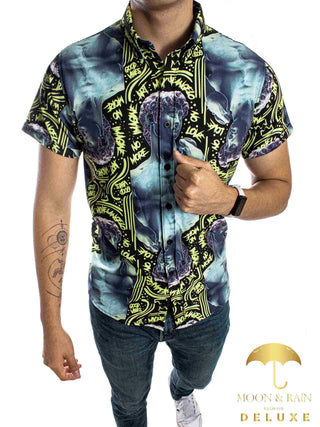 Camisa Hombre Casual Slim Fit Renacentista David Azul - 34 (S)-Tiendas Platino