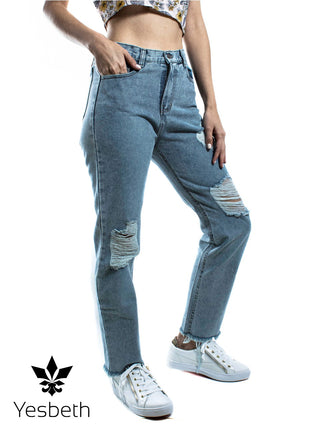 Jeans Skinny Para Dama Gris Claro Roto