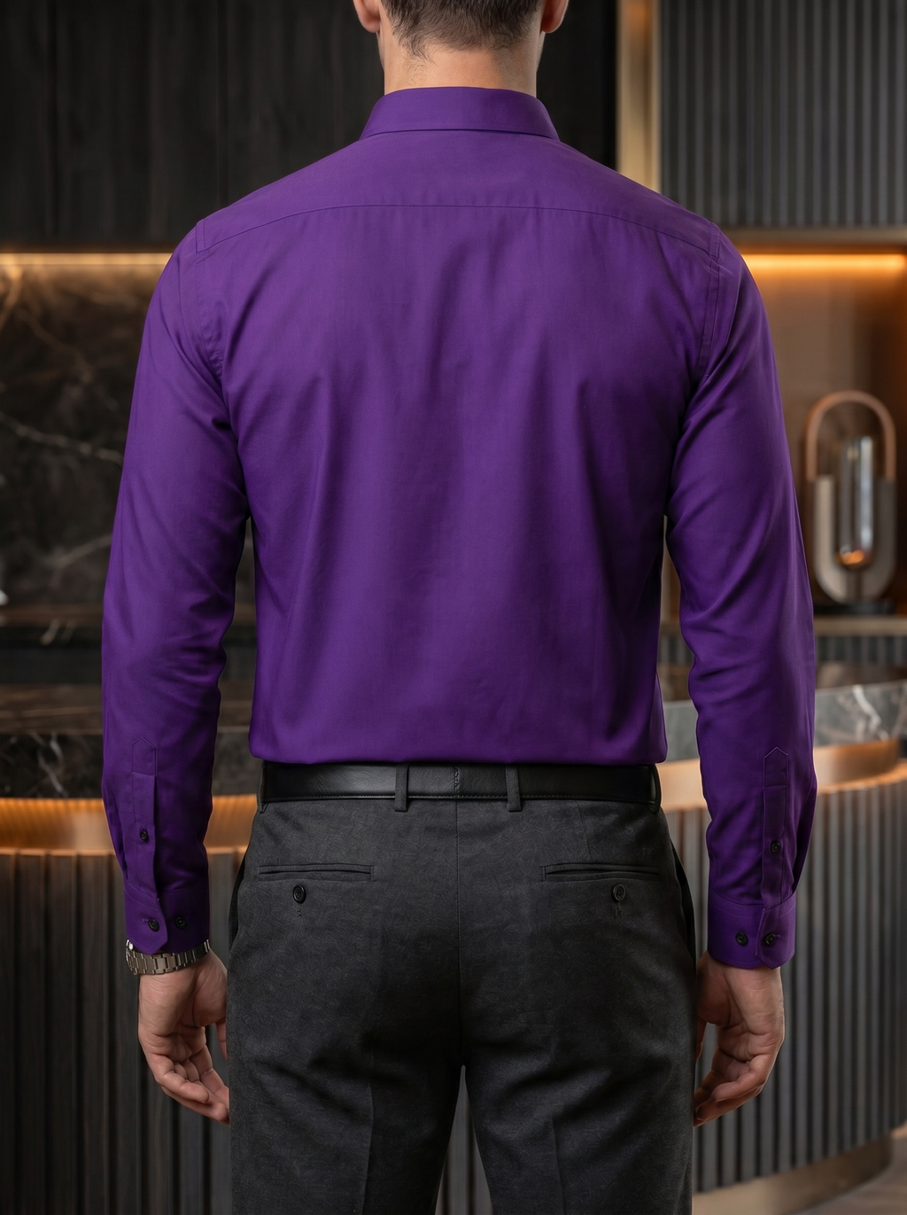 Camisa Hombre Casual Manga Larga Morada