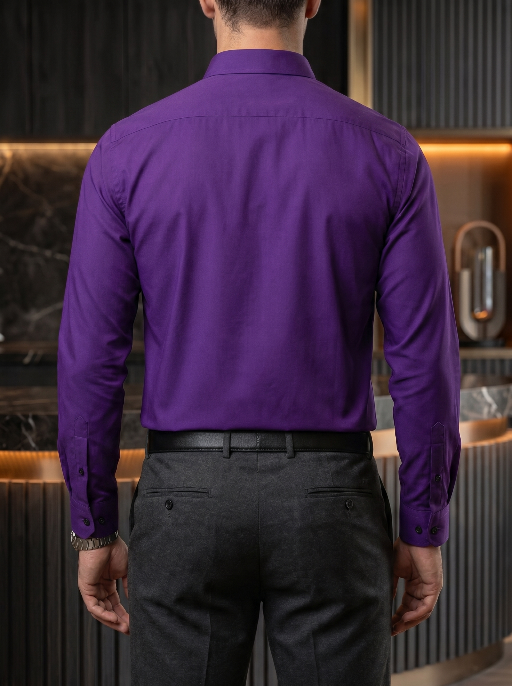 Camisa Hombre Casual Manga Larga Morada