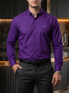 Camisa Hombre Casual Manga Larga Morada