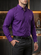 Camisa Hombre Casual Manga Larga Morada