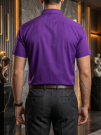 Camisa Hombre Casual Manga Corta Morada