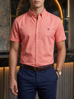 Camisa Hombre Casual Manga Corta Rosa
