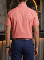 Camisa Hombre Casual Manga Corta Rosa