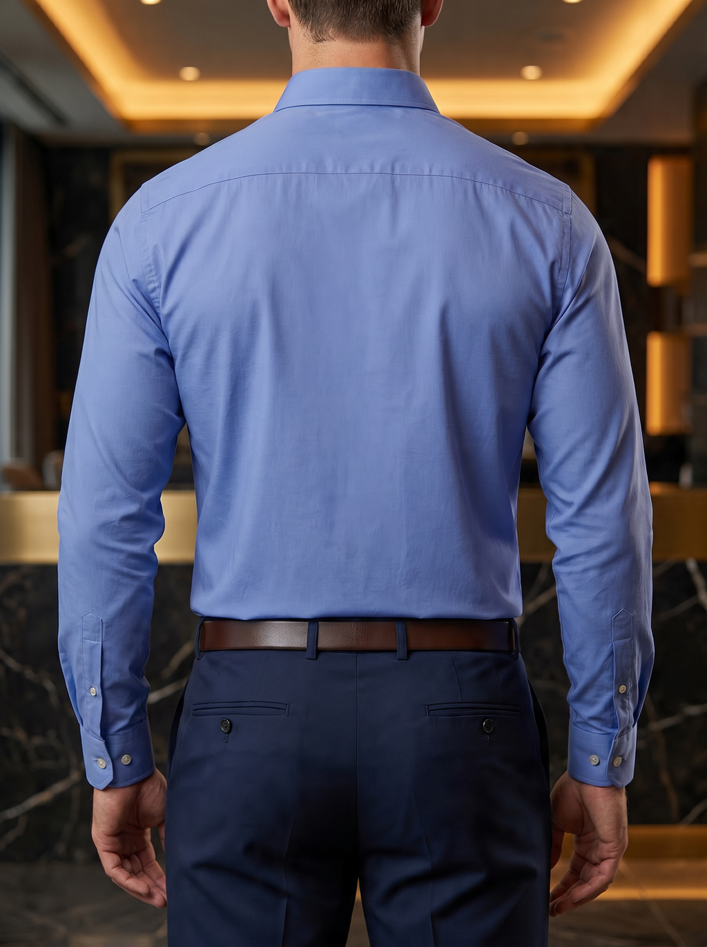 Camisa Hombre Casual Manga Larga Azul Cielo