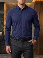 Camisa Hombre Casual Manga Larga Azul Marino