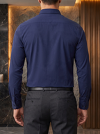 Camisa Hombre Casual Manga Larga Azul Marino