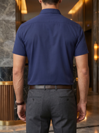 Camisa Hombre Casual Manga Corta Azul Marino
