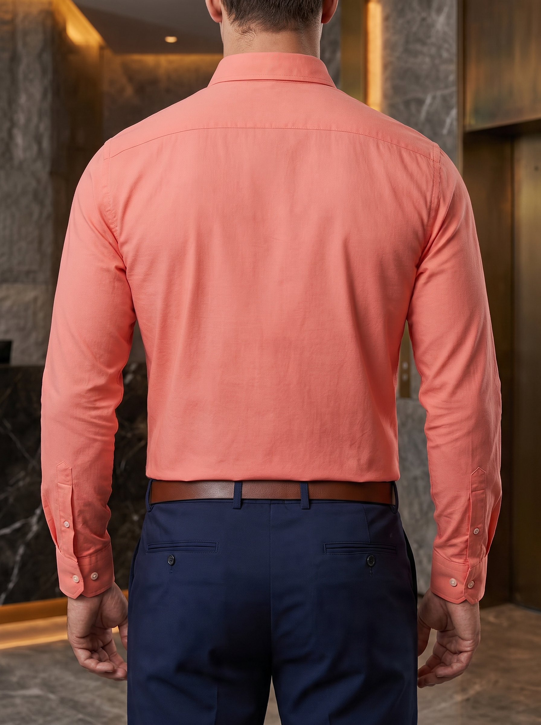 Camisa Hombre Casual Manga Larga Rosa