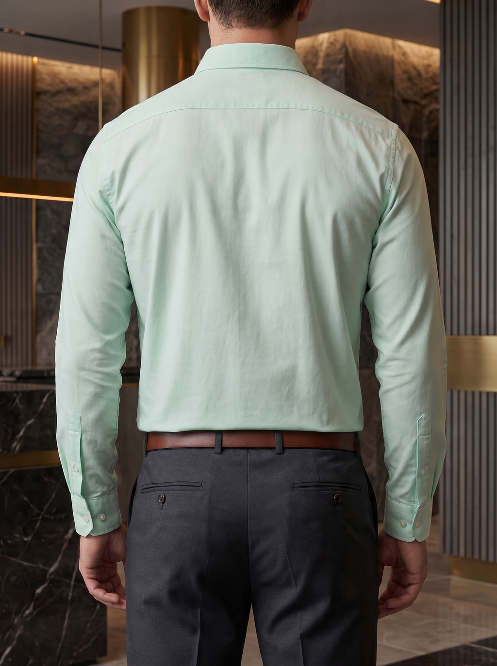 Camisa Hombre Casual Manga Larga Verde Menta