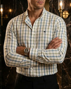 Camisa Hombre Azul Cielo Verde — Verdant Drift | Moon & Rain