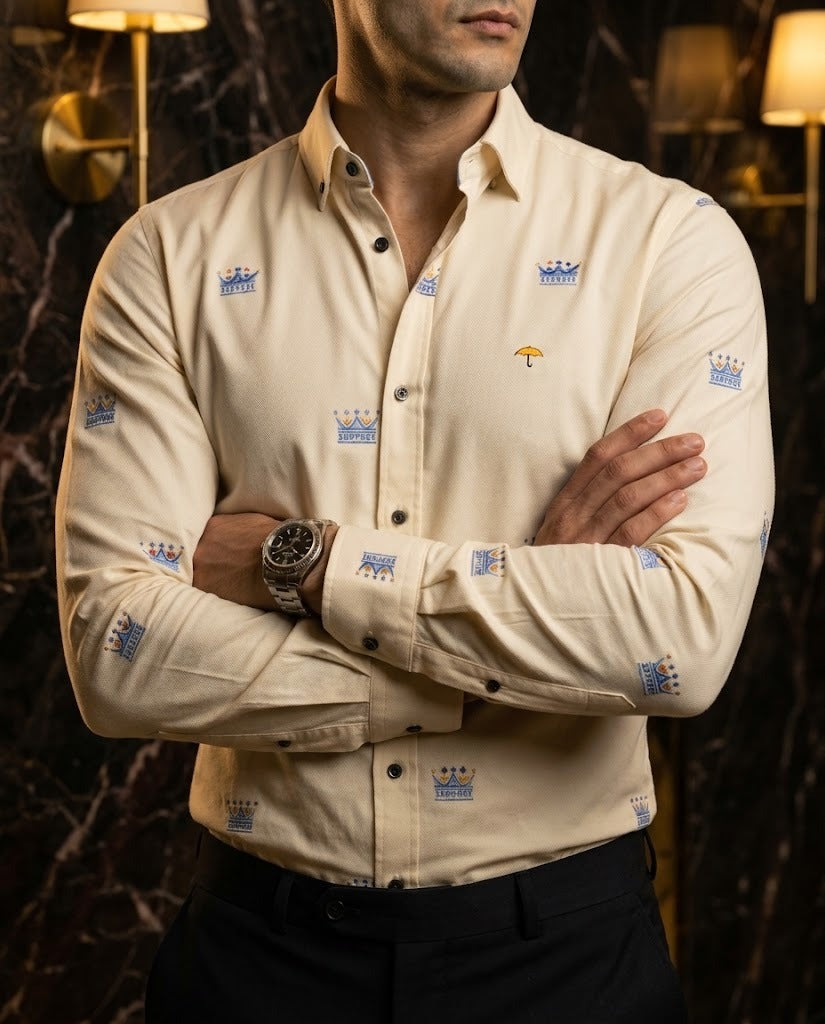 Camisa Hombre Beige — Ivory Crown | Moon & Rain