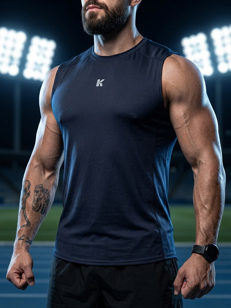 Playera Sin Mangas Azul Marino Para Hombre Basic Kinestesia
