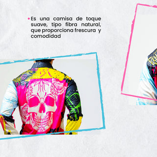 Camisa Hombre Casual Slim Fit Calavera Grafitti Moon And Rain PLATINUM