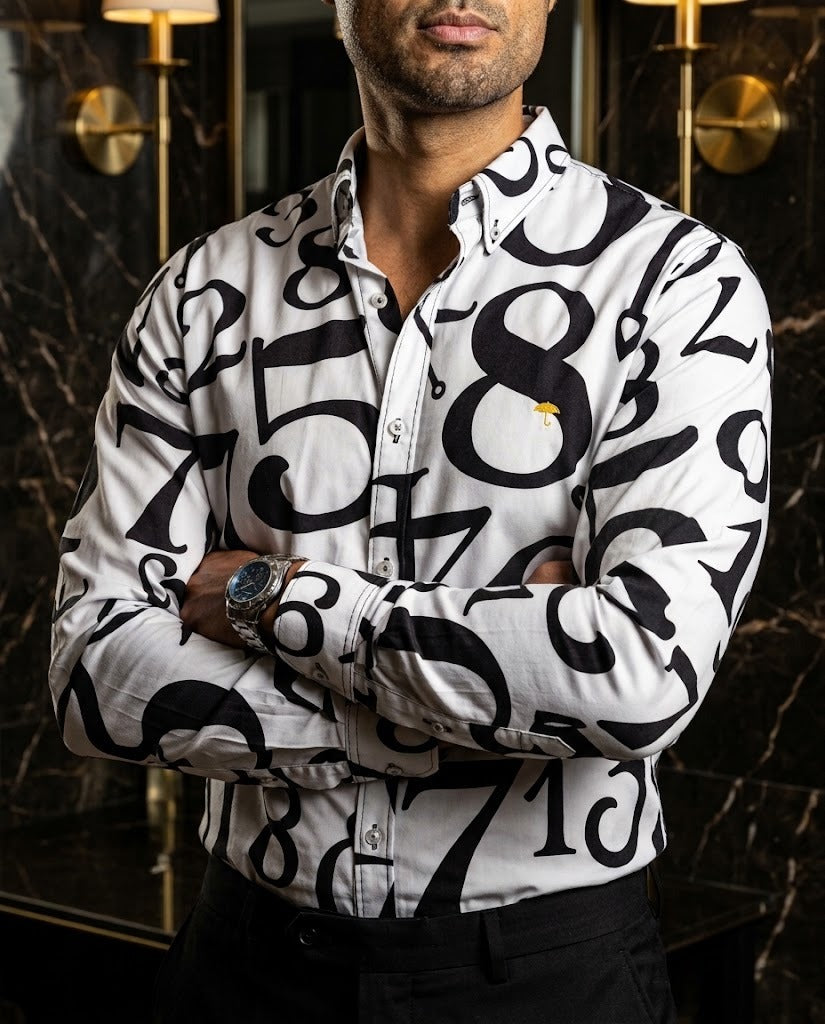 Camisa Hombre Negro Blanco — Obsidian Digit | Moon & Rain