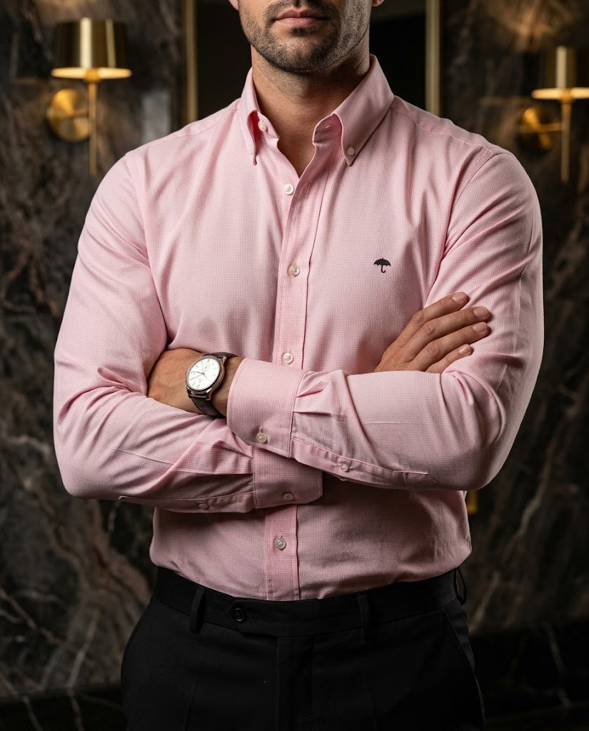 Camisa Hombre Cuadros Blanco Rosa — Rose Mini | Moon & Rain