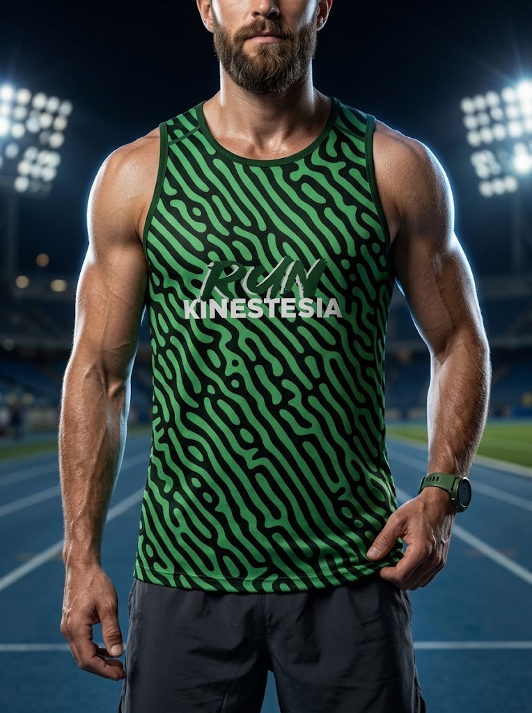 PLAYERA TANK HOMBRE SIN MANGAS VERDE ESTAMPADO