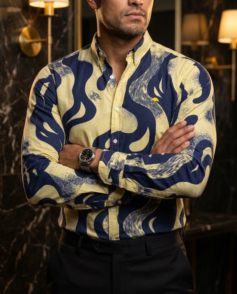 Camisa Hombre Beige — Dusk Tide | Moon & Rain