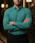 Camisa Hombre Cuadros Azul Marino Verde — Deep Check | Moon & Rain
