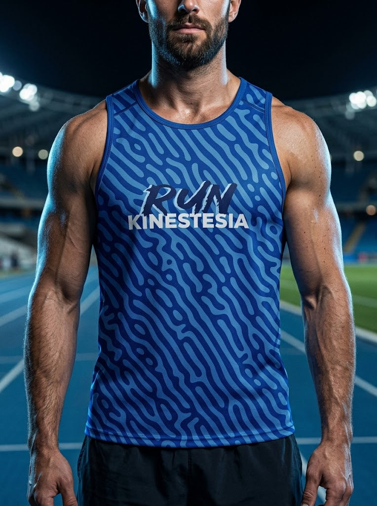 PLAYERA TANK HOMBRE SIN MANGAS AZUL ESTAMPADO
