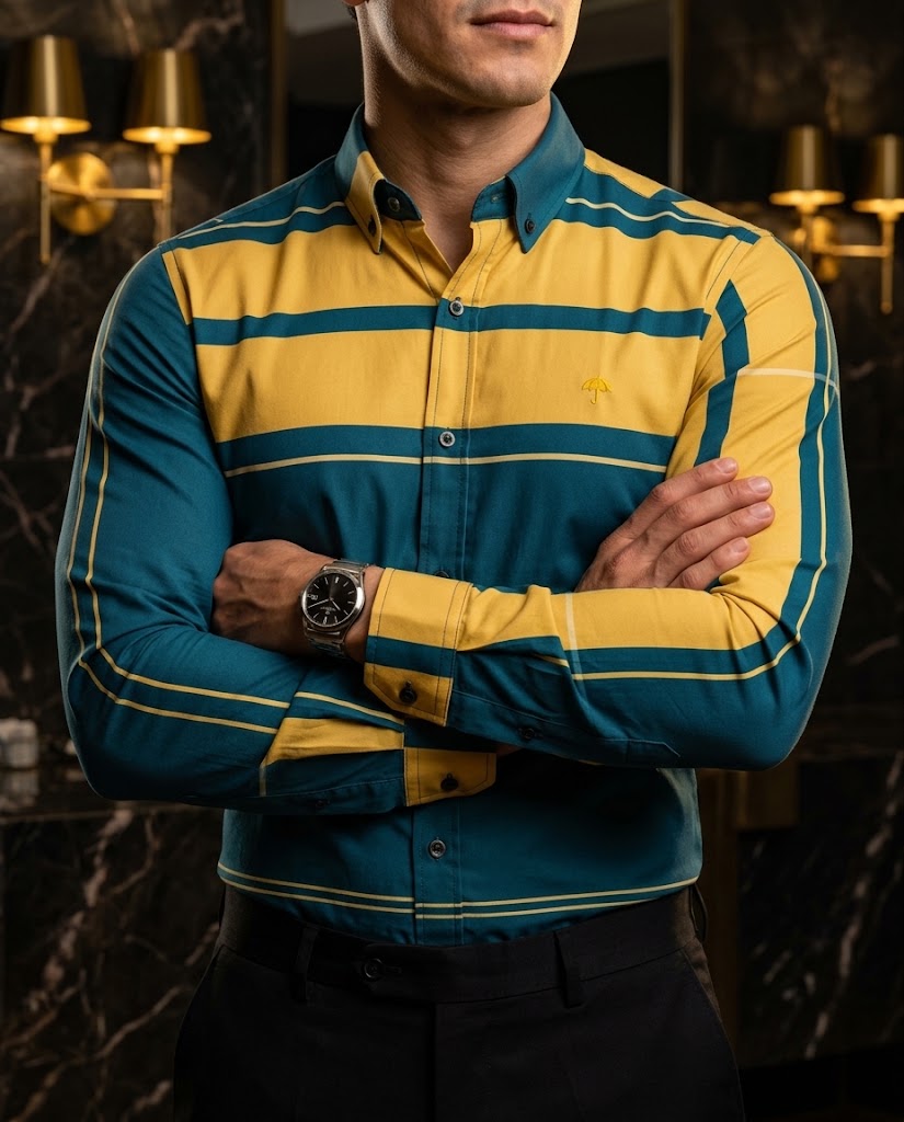 Camisa Hombre Casual Franjas Sunray Stripe - Azure Edition