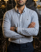 Camisa Hombre Cuadros Azul Gris — Slate Check | Moon & Rain
