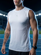 Playera Sin Mangas Blanca Para Hombre Basic Kinestesia