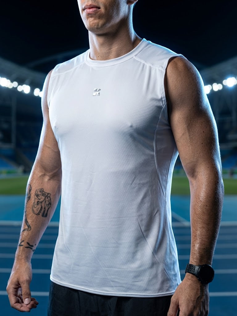 Playera Sin Mangas Blanca Para Hombre Basic Kinestesia