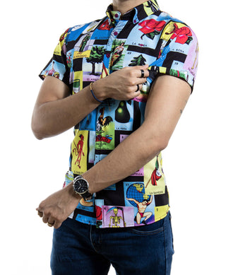 Camisa Hombre Casual Lotería Manga Corta