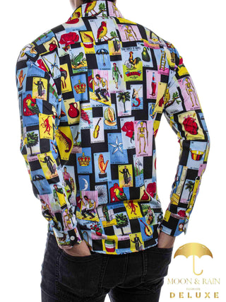 Camisa Hombre Casual Lotería Manga Larga