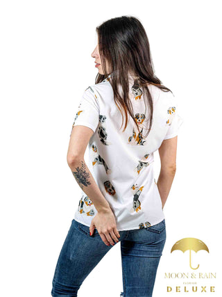 Camisa Mujer Casual Slim Fit Blanca Perro Australiano