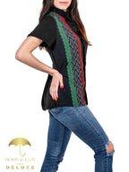 Camisa Mujer Casual Slim Fit Guayabera Negra Tricolor Sty2 - 6 - 7 (S)-Tiendas Platino