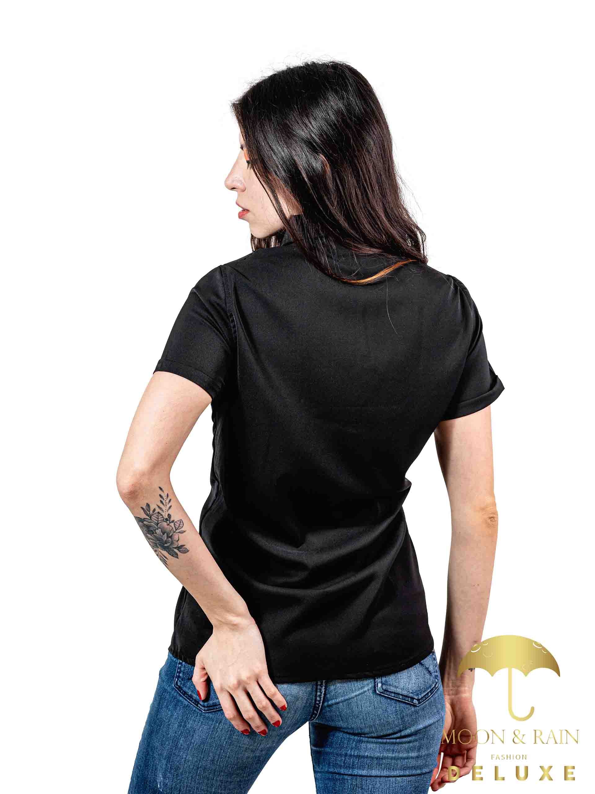 Camisa Mujer Casual Slim Fit Guayabera Negra Tricolor Sty2 - 6 - 7 (S)-Tiendas Platino