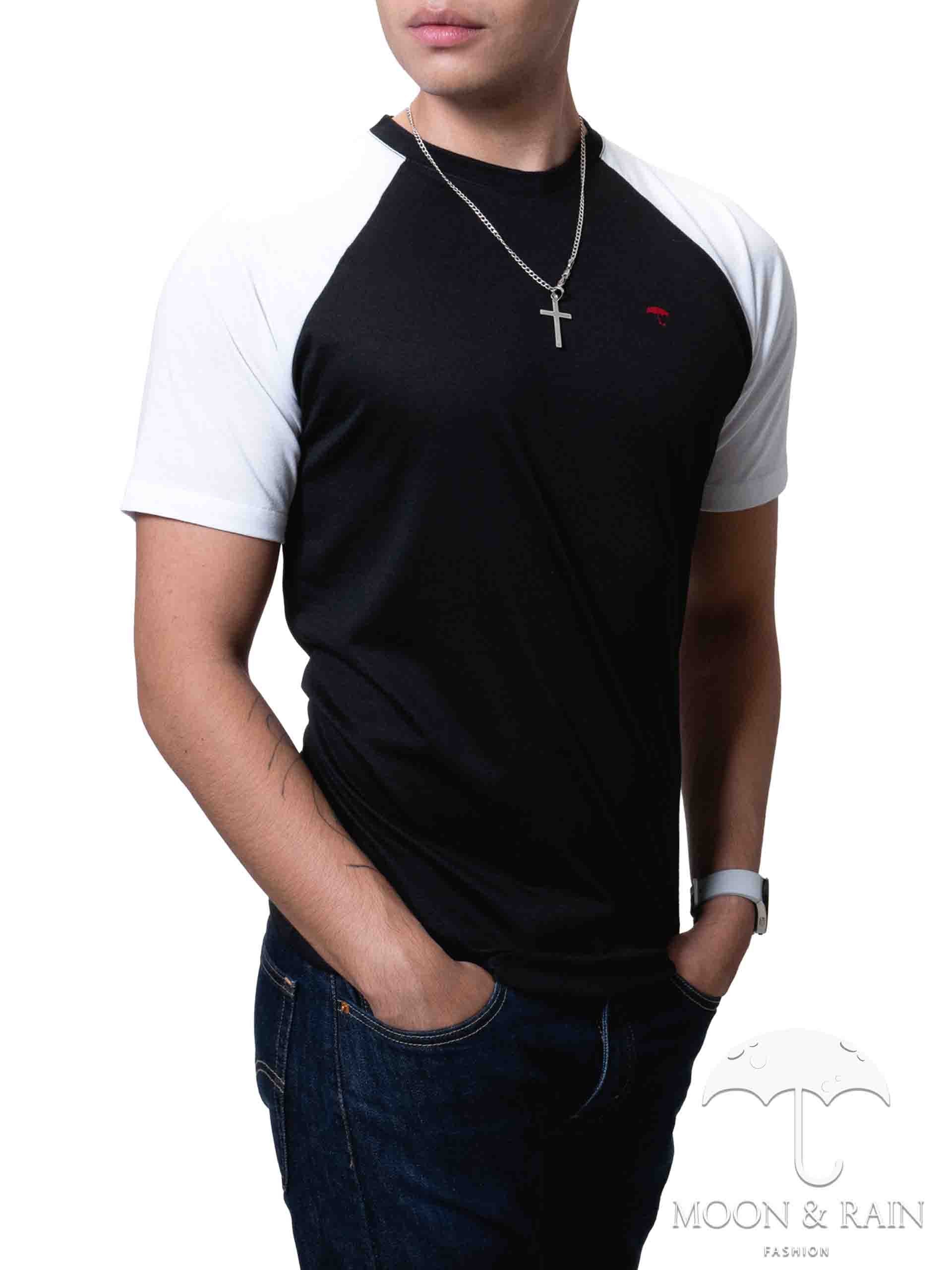 Playera Hombre Slim Fit Negra Det Blancas - 34 (S)-Tiendas Platino
