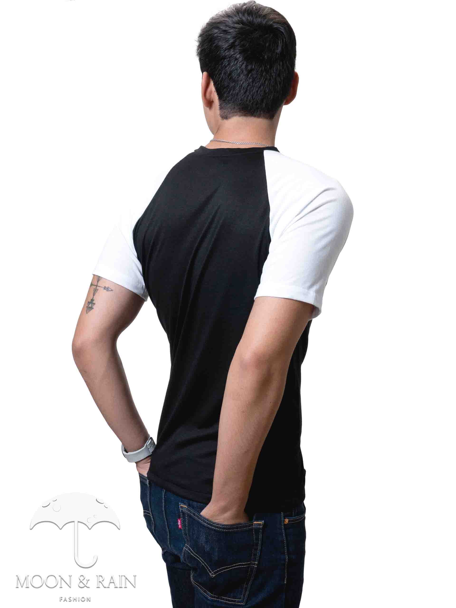 Playera Hombre Slim Fit Negra Det Blancas - 34 (S)-Tiendas Platino
