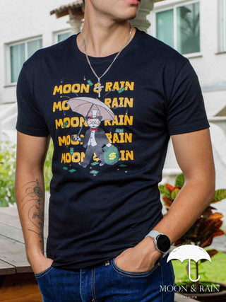 Playera Hombre Slim Fit Negra Monopolio Moon & Rain