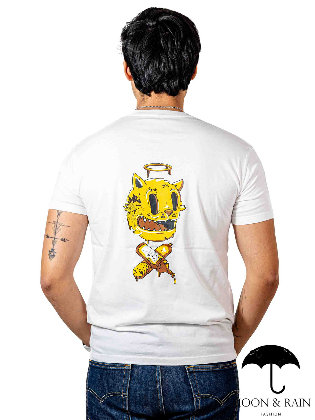 Playera Hombre Slim Fit Blanca Tigre Dorado - Tiendas Platino Playeras Hombre 34 (S)
