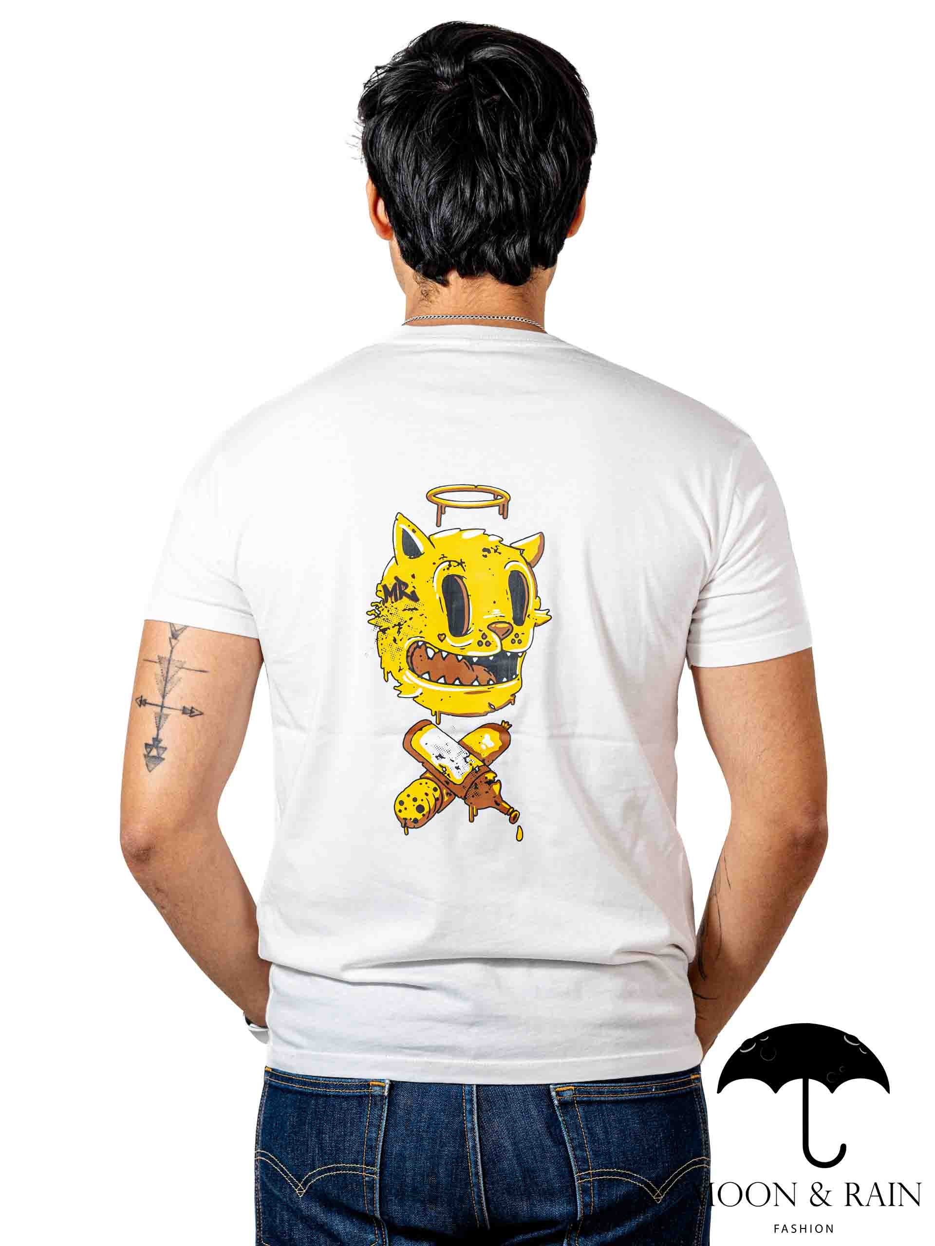 Playera Hombre Slim Fit Blanca Tigre Dorado - Tiendas Platino Playeras Hombre 34 (S)