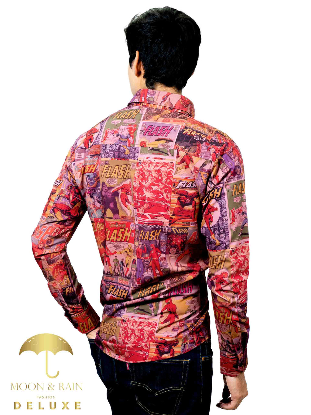 Camisa Hombre Casual Slim Fit Comic Flash - 34 (S)-Tiendas Platino