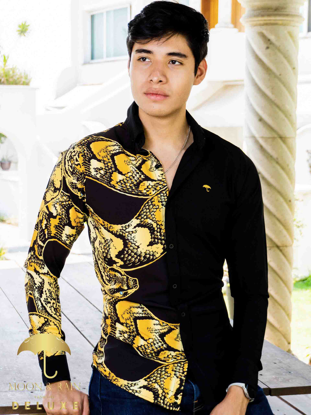 Camisa Hombre Casual Slim Fit Negra Culebra - 34 (S)-Tiendas Platino