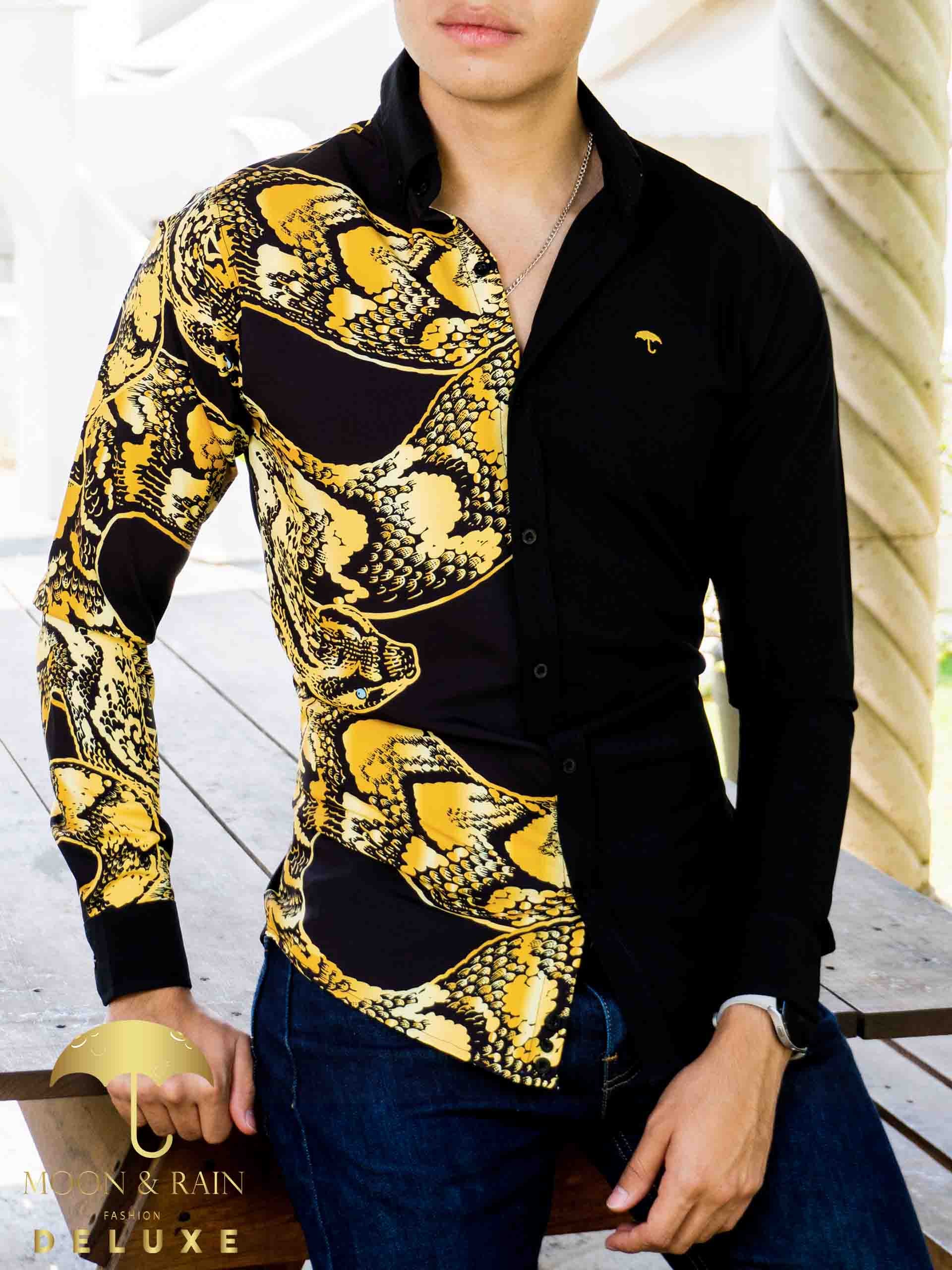 Camisa Hombre Casual Slim Fit Negra Culebra - 34 (S)-Tiendas Platino